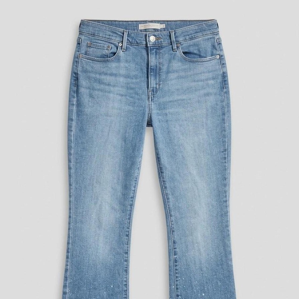 Levi Strauss Signature Mid-Rise Bootcut Jeans Light Wash Paint Splatter Size 14